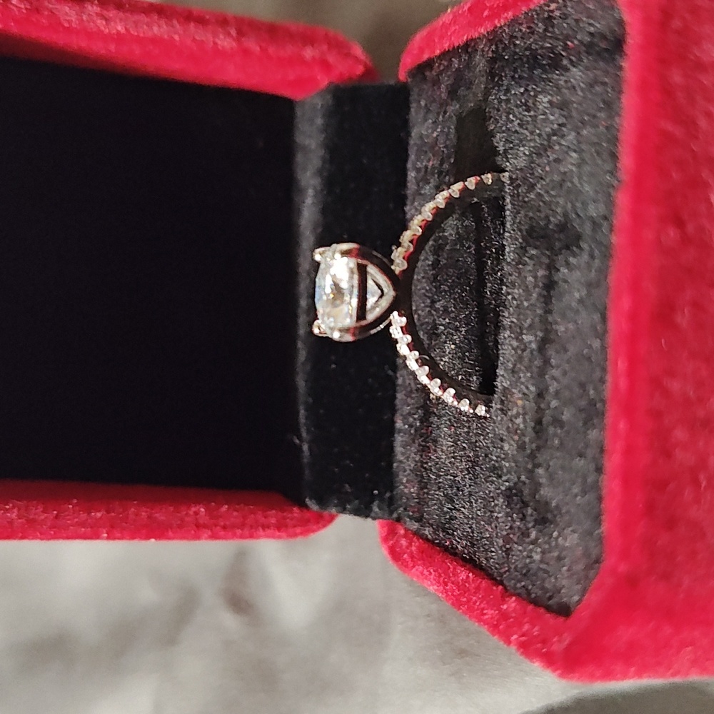 Certified 2ct Round Moissanite White Gold Ring - Picture 8 of 11